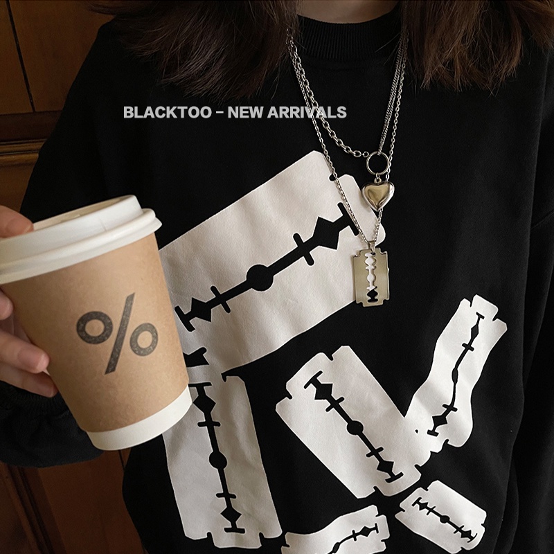 Vòng cổ Hình Lưỡi Dao Cạo Bằng Thép Không Gỉ Màu Bạc Thời Trang