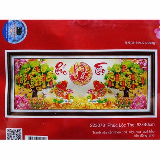 Tranh thêu chữ thập Phúc lộc thọ 223078-93x40cm