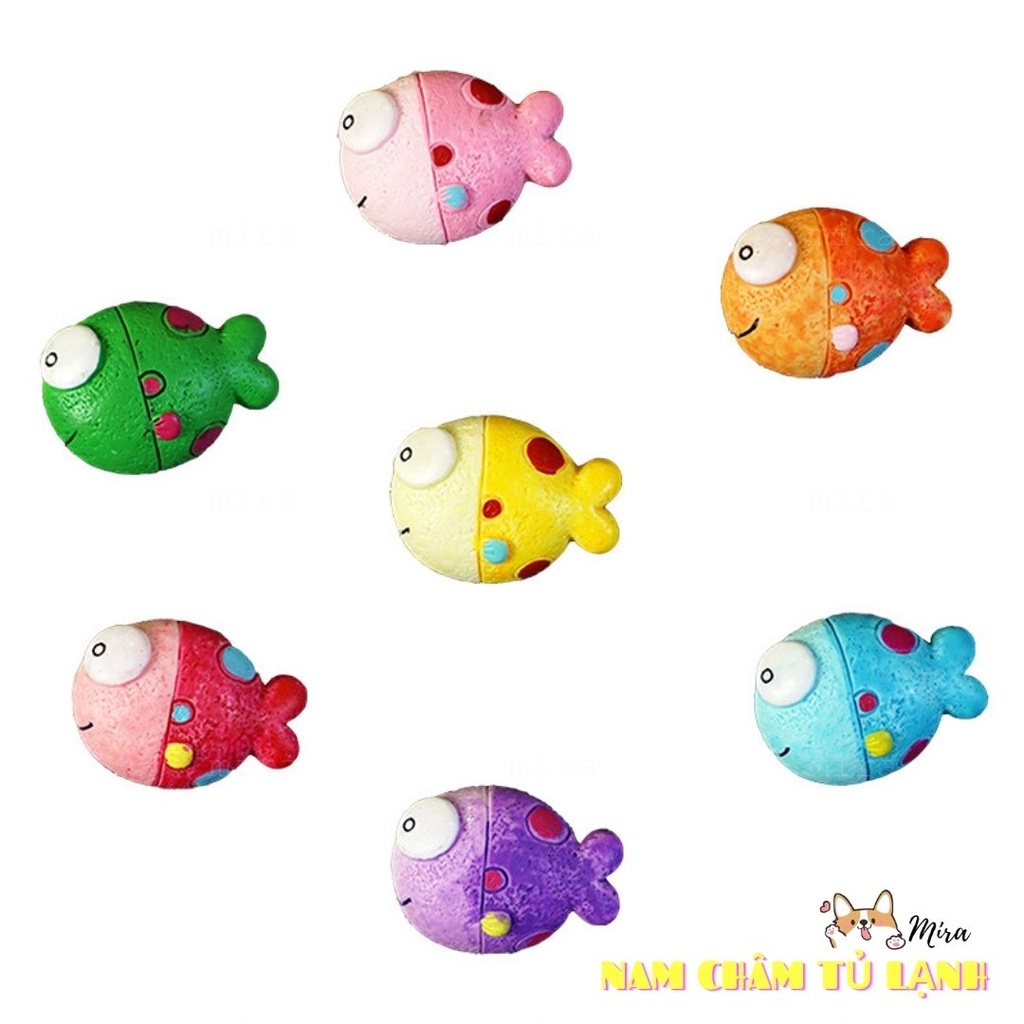 Nam Châm Tủ Lạnh 3D Cá Nhỏ Chấm Bi Dễ Thương Trang Trí Bàn Học, Bàn Làm Việc, Đính Note MIRA-3D68006