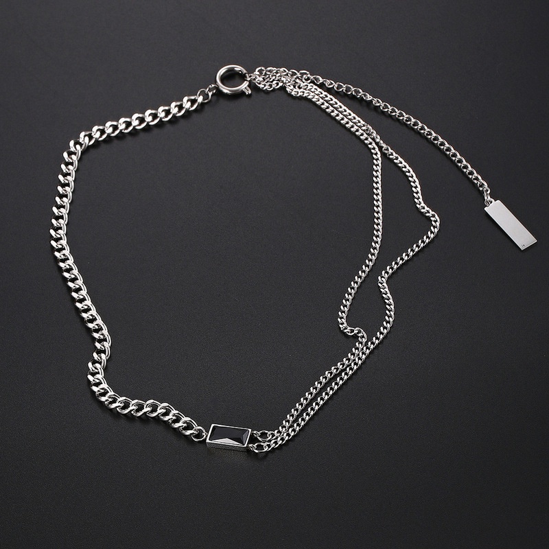 Phong cách đường phố Hip Hop Vòng cổ Hình vuông Mặt dây chuyền Chuỗi vòng cổ