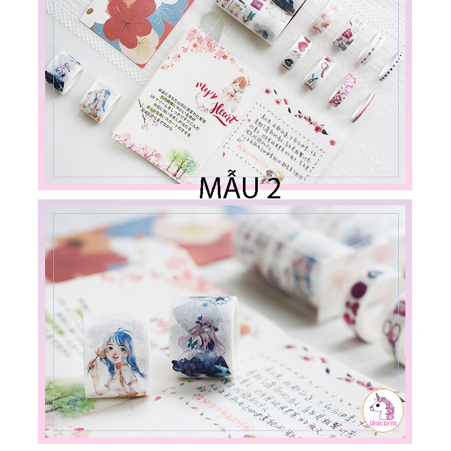 Set 10 cuộn băng dính trang trí - băng keo trang trí siêu đẹp trang trí scrapbook, sổ tay planner,...