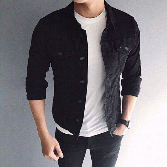 áo khoác jean nam màu đen trơn  AK280