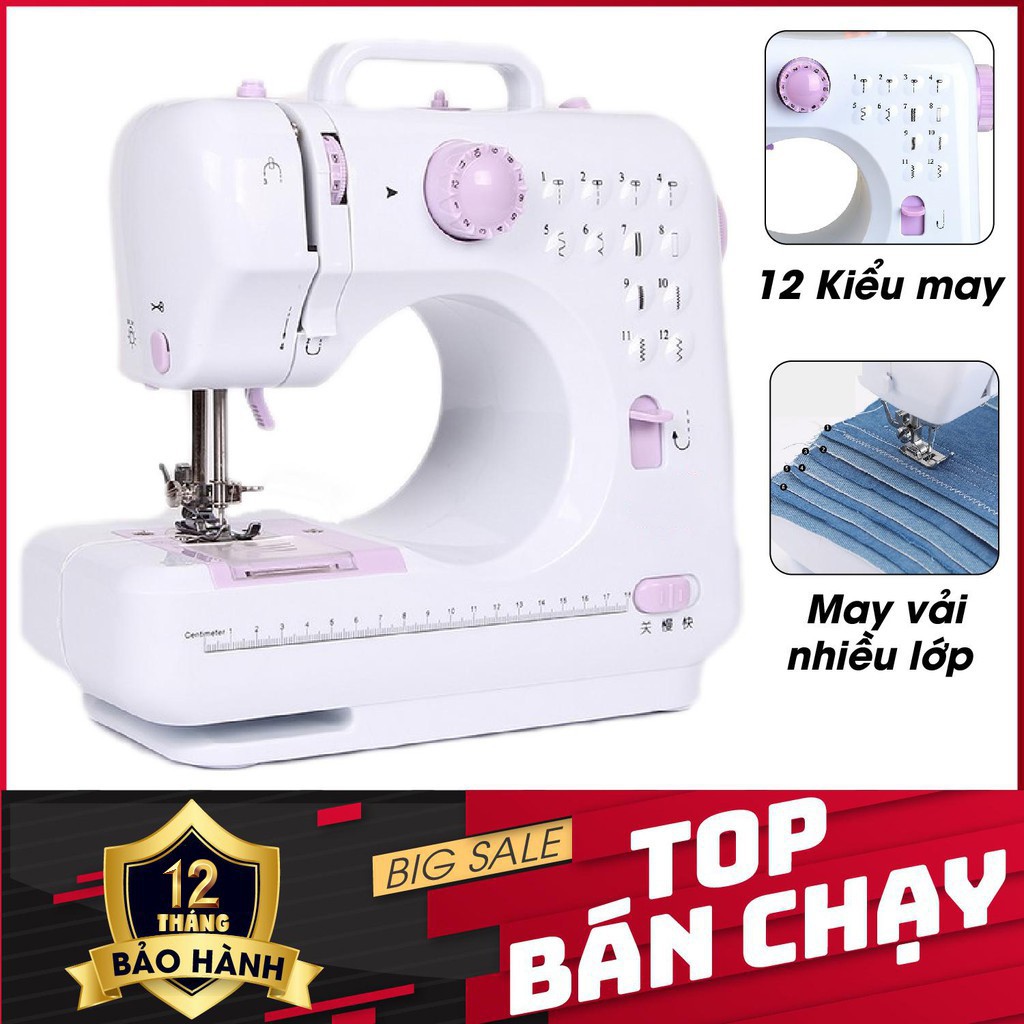 Máy Khâu Quần Áo, Máy May Mini Gia Đình 12 Kiểu May Cao Cấp, Siêu bền, Đa dạng đường may [SP TOP 1]