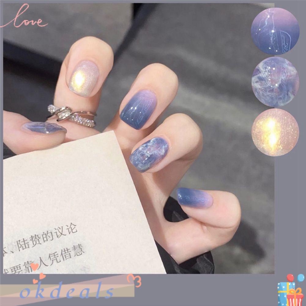 Bộ 24 Móng Tay Giả Ngắn / Tròn / Vuông Có Thể Tháo Rời