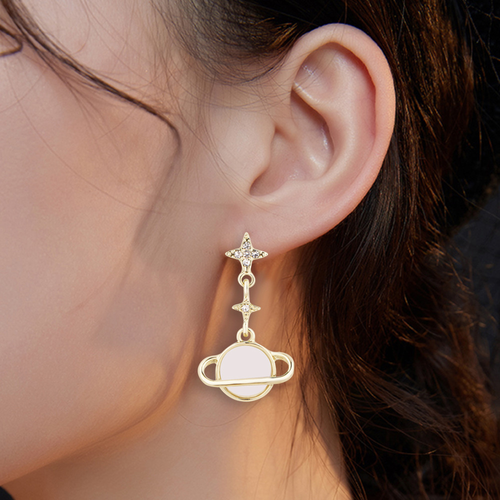 Bông tai bạc S925 mạ vàng 18K phong cách Hàn Quốc
