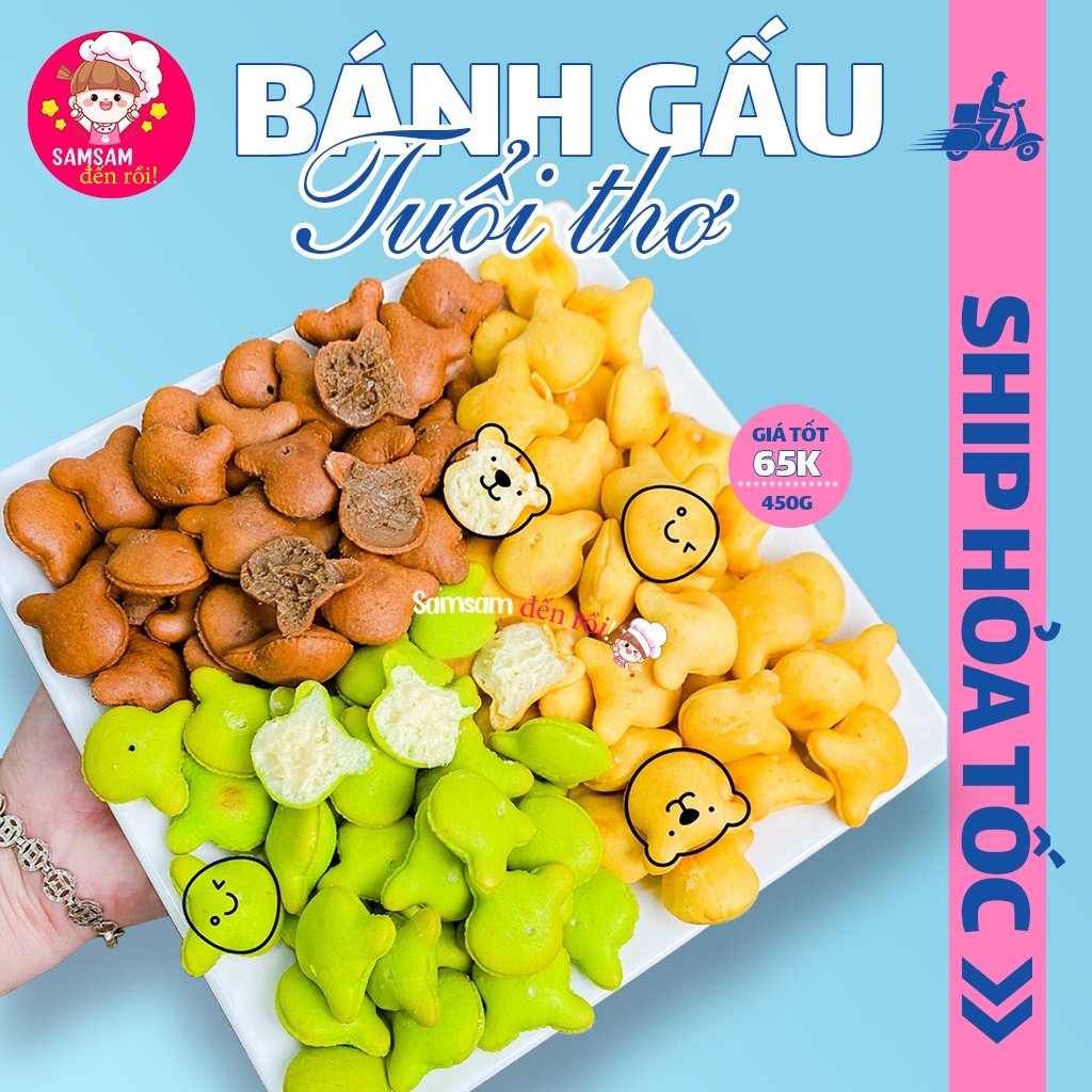 Bánh Gấu Tuổi Thơ Mix 3 Vị 450G Ăn Vặt Ngon Giao Hàng Siêu Tốc Samsam đến rồi