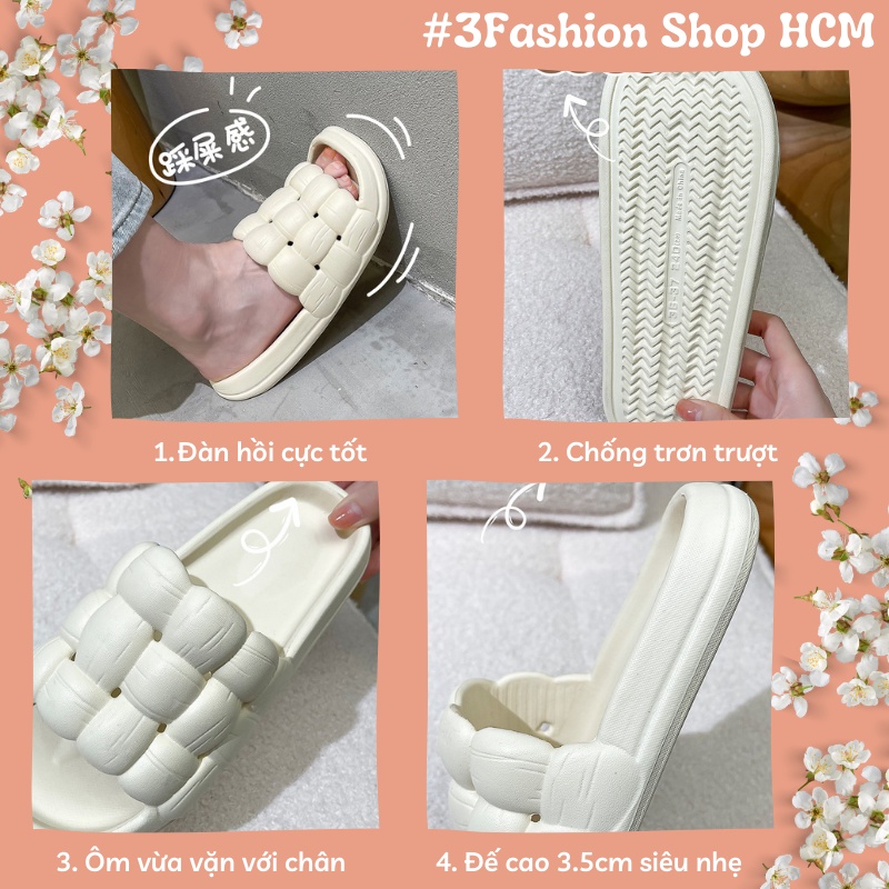 Dép bánh mì nữ giả đan Fead, dép quai ngang nữ đế cao 3CM nhựa cao cấp nhẹ bền đẹp êm style hàn quốc - 3241