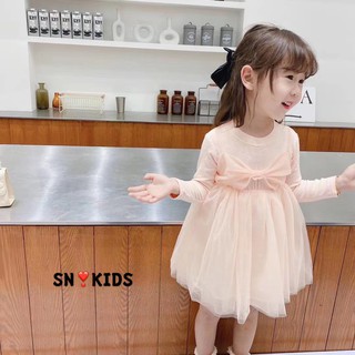 Váy zip nơ ngực cho bé gái