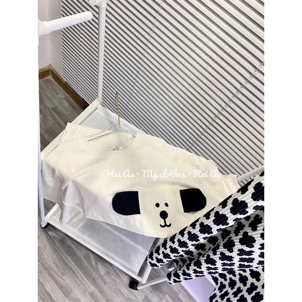 Set áo cotton quần suông gân cún đáng yêu M15