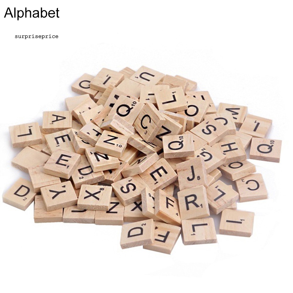 Set 100 nút gỗ kiểu chữ cái và trái tim để trang trí tiện lợi