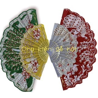 [FREESHIP] [SIÊU PHẨM GIÁ RẺ] quạt REN vải 🌺CAO CẤP🌺🌺 in hình hoạ tiết hoa công ép nhũ đủ màu