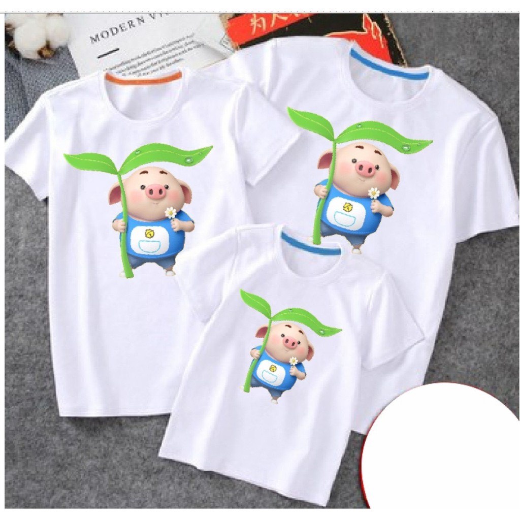 Áo phông gia đình thun cotton chất đẹp co giản in hình cá tính