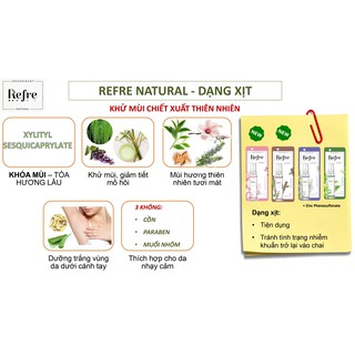 [Mẫu mới] Xịt Khử Mùi Refre Natural 30ml