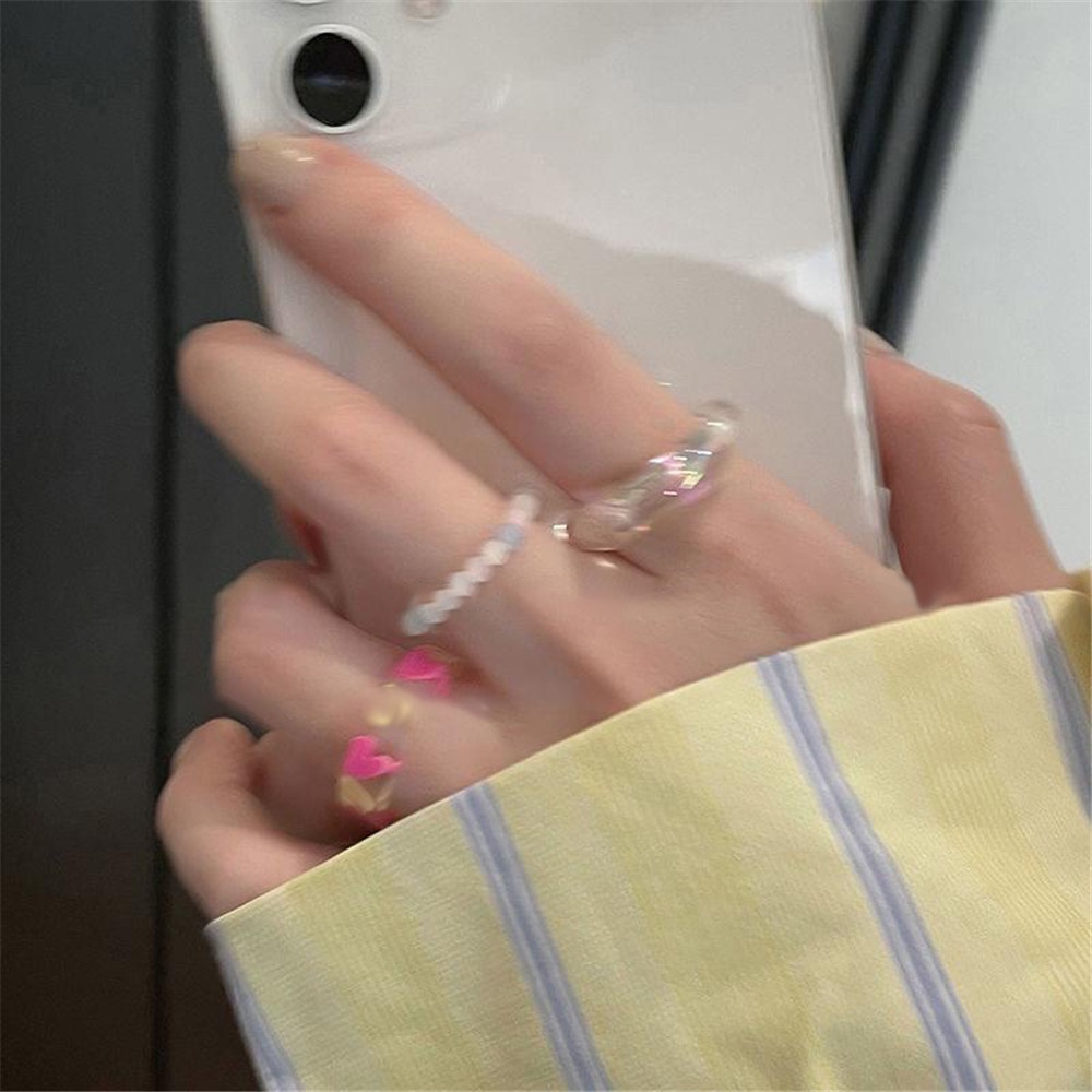 Bộ 3 Nhẫn Nhựa Hình Trái Tim Thời Trang Cho Nữ