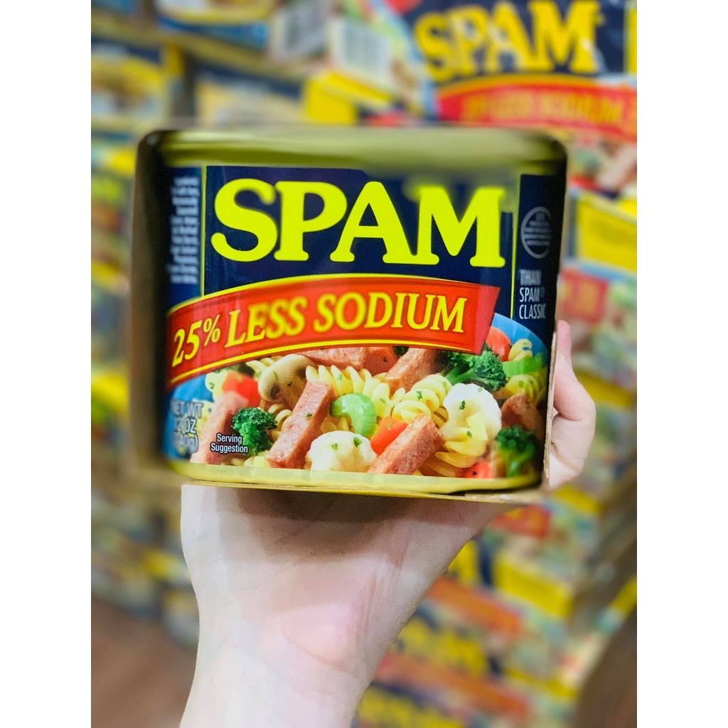 4 Hộp Thịt Đóng Hộp Spam 25% Less Sodium 1.36kg