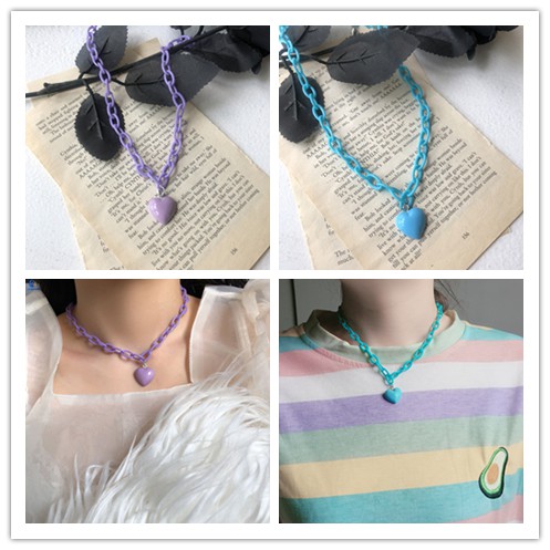 vòng cổ Mặt Hình Trái Tim Màu Sắc Ngọt Ngào Đáng Yêu