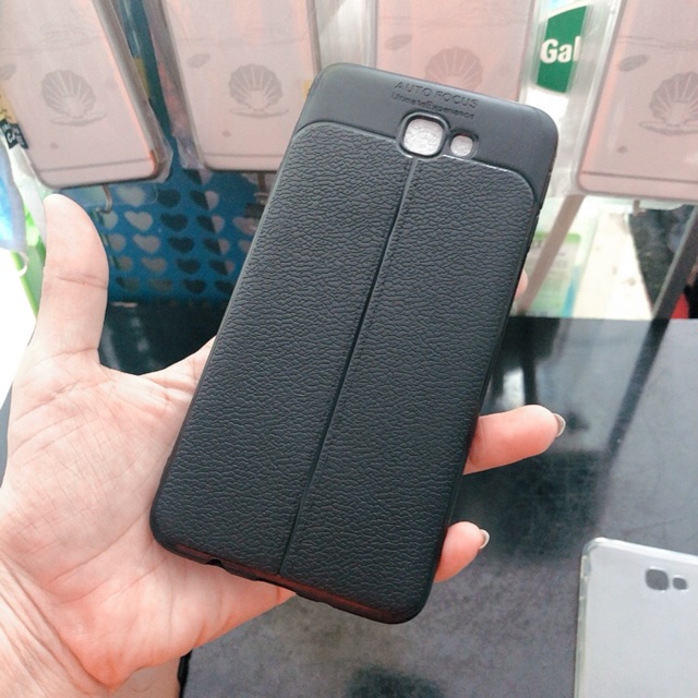 Ốp lưng Samsung j7 prime dẻo vân da, trong suốt, hình chống sốc idm