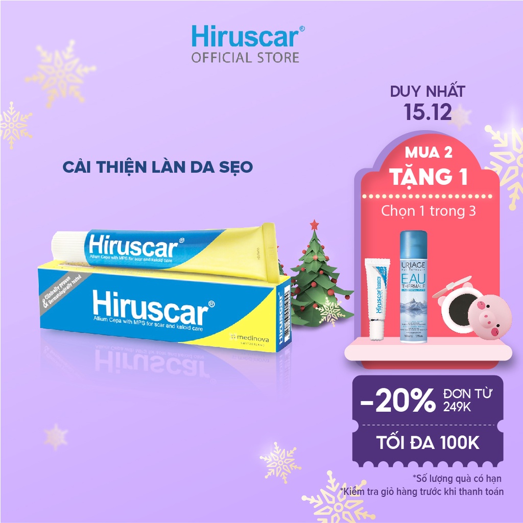 Gel cải thiện sẹo vừa, sẹo lõm, sẹo thâm Hiruscar Gel 20g