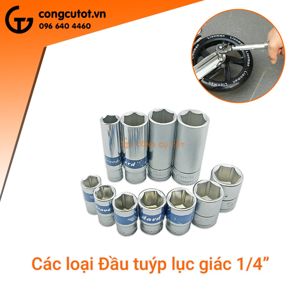 Đầu tuýp lục giác 1/4&quot; Standard Xanh