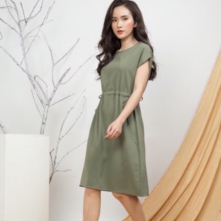 HM3 - Váy suông rút dây eo thắt nơ Bershka