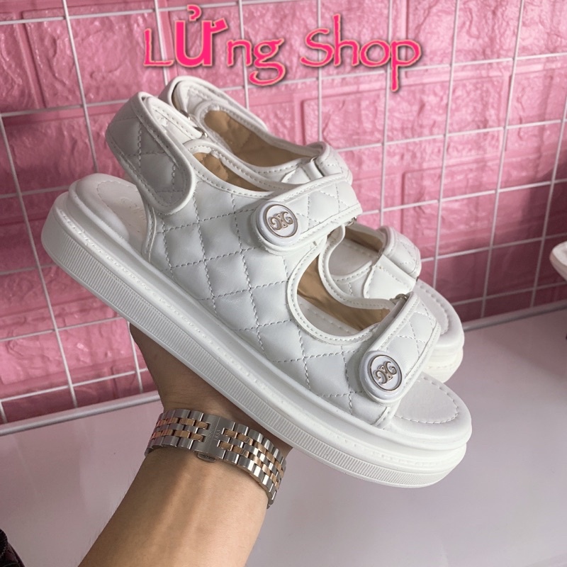 Dép sandal thể thao nữ 2 quai dán trám trầm LỬNG SHOP đế bánh mì siêu nhẹ cao 3cm