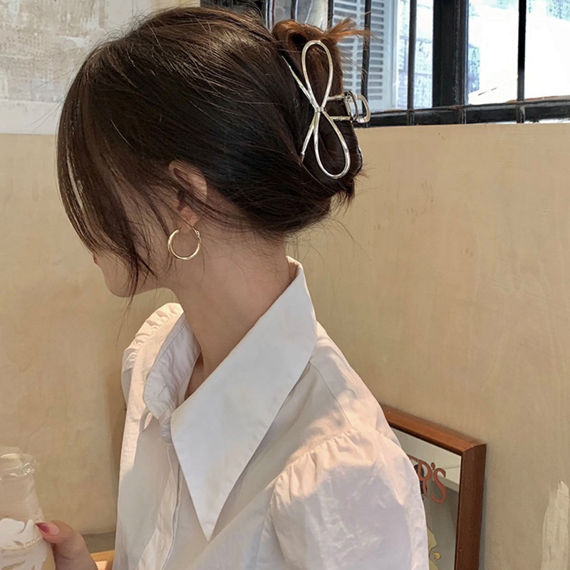 Kẹp Tóc Càng Cua Kim Loại Hình Nơ Sanh Chảnh Phong Cách Hàn Quốc