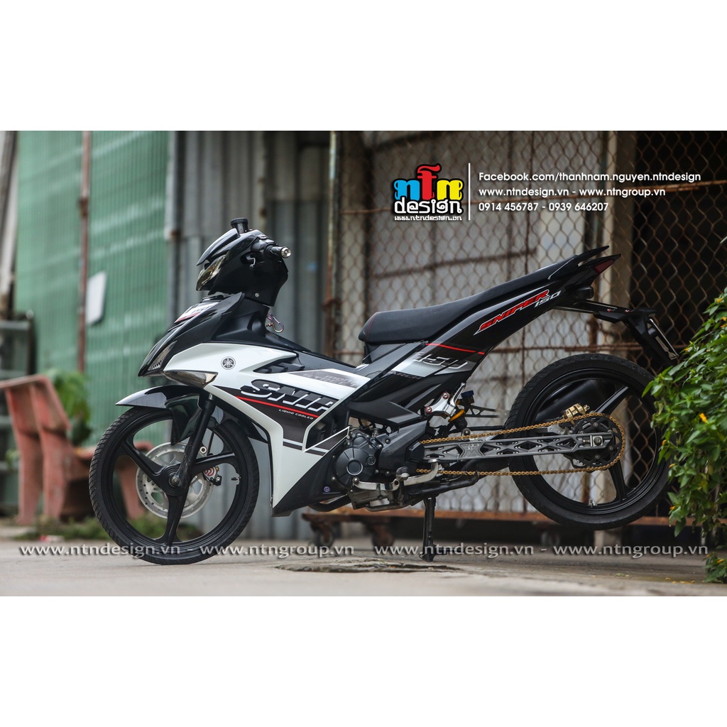 Tem rời exciter 150 Trắng đen Sniper , tem 3 lớp cao cấp  , không bay màu , ảnh thực