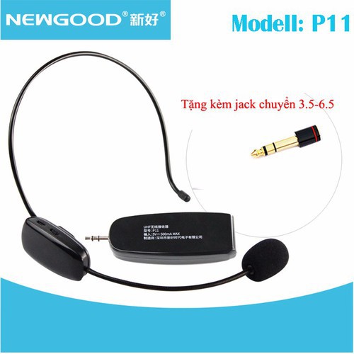 Micro không dây choàng đầu Newgood P11 UHF cho máy trợ giảng và các thiết bị âm thanh.