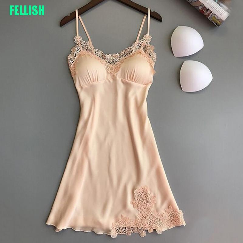 Đầm Ngủ Lụa Phối Ren Gợi Cảm Cho Nữ