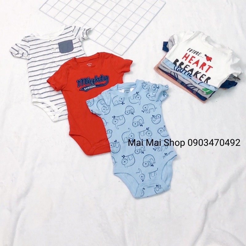 (Size 9M-chọn màu) Body chíp cộc tay cổ tròn cho bé trai- bộ liền thân chất cotton thấm mồ hôi