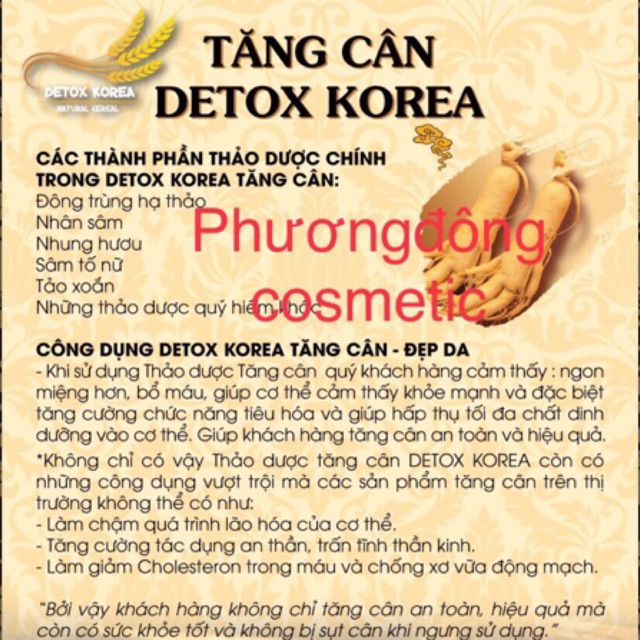 Tổng Đại Lý phân phối Detox Korea cho cơ địa khó tăng cân