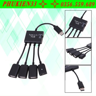 Cáp OTG Type-C ra 3 cổng USB Hub OTG Type-C