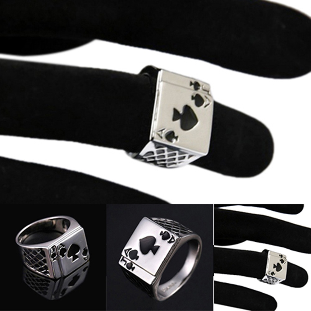 Nhẫn mạ vàng trắng 18K thiết kế hình lá bài cá tính