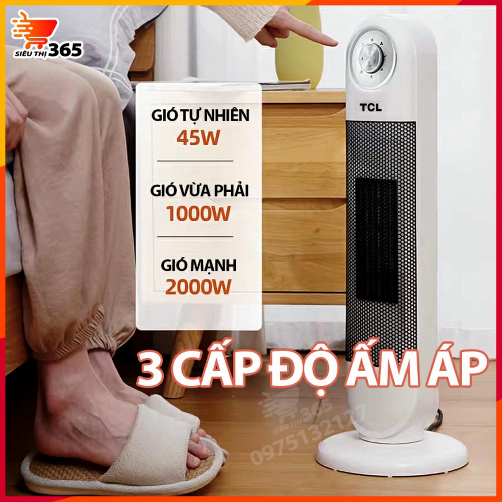 Quạt sưởi gốm TCL dáng đứng cao cấp - Thông minh - Ấm áp - An toàn - Đầu xoay góc rộng đa năng - SIÊU THỊ 365 - QS02