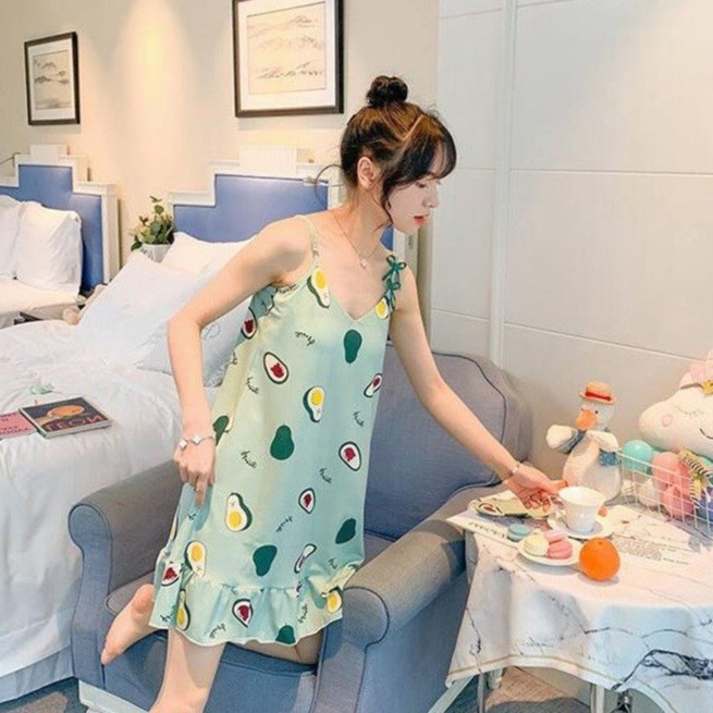 VÁY NGỦ FREESHIPVÁY NGỦ NỮ 2 DÂY HÌNH TRÁI CÂY SIÊU ĐẸP, DỄ THƯƠNG AN01