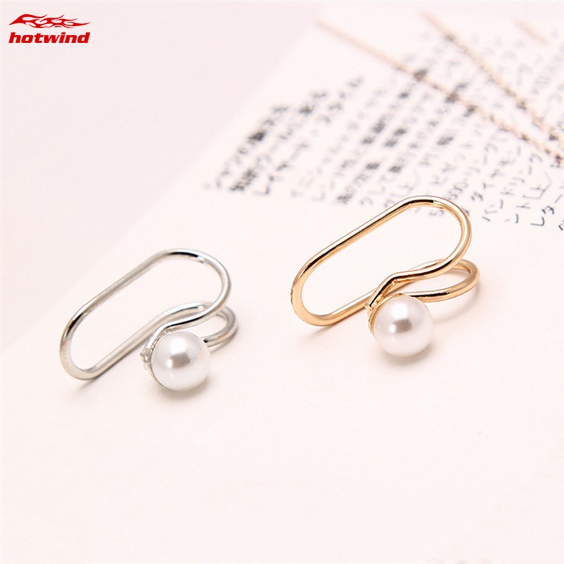 1 Khuyên Tai Chữ U Đính Đá/Ngọc Trai Thời Trang