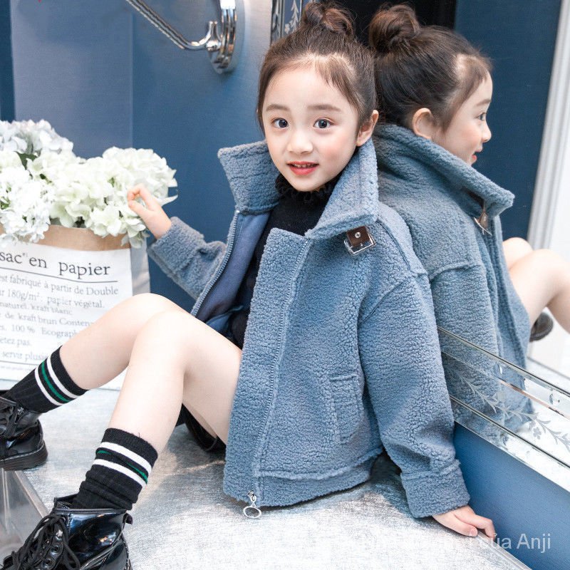Fashion winter girl jacket with thick velvet material