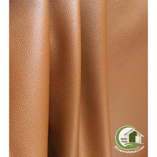 Vải da simili PVC - vải giả da may túi ví, may bóp, giày dép, may nệm sofa - [ 1 mét x khổ 1,4m ] màu nâu da bò có vân