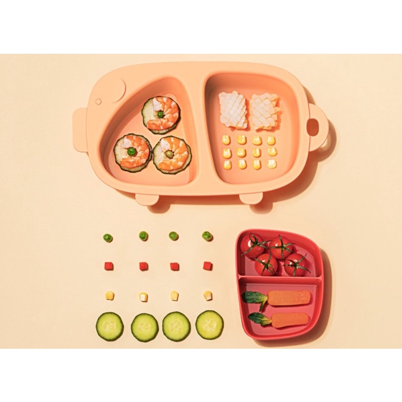 Khay ăn dặm chia ngăn có nắp cực đẹp cho trẻ em Hogokids