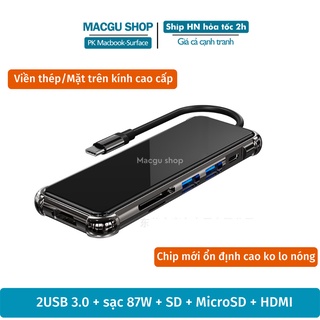 CÁP CHUYỂN ĐỔI macbook - surface - laptop: typec sang hdmi + usb + thẻ nhớ sd + pd sạc 6in1