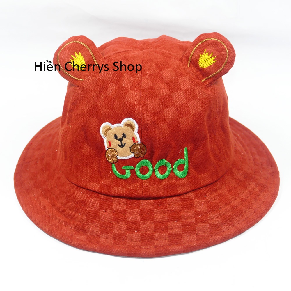 Nón bucket ,nón tai bèo trẻ em hình gấu dễ thương - chât liệu vải mềm mại tạo cảm giác cho bé