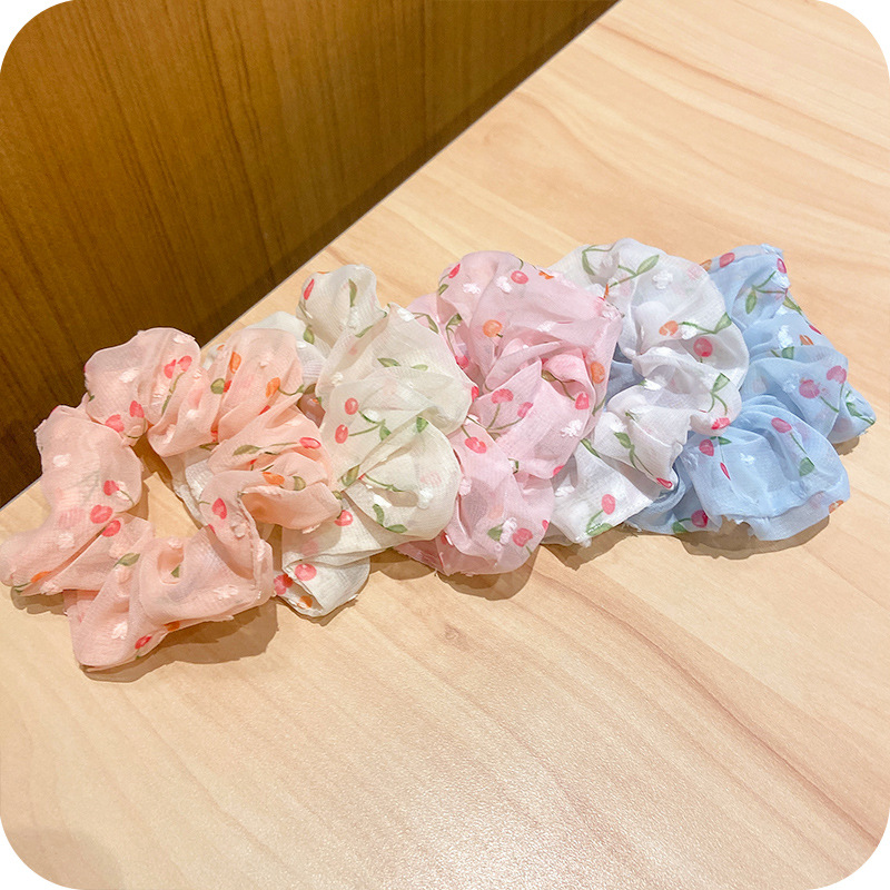 Dây buộc tóc vải scrunchies hoa dễ thương