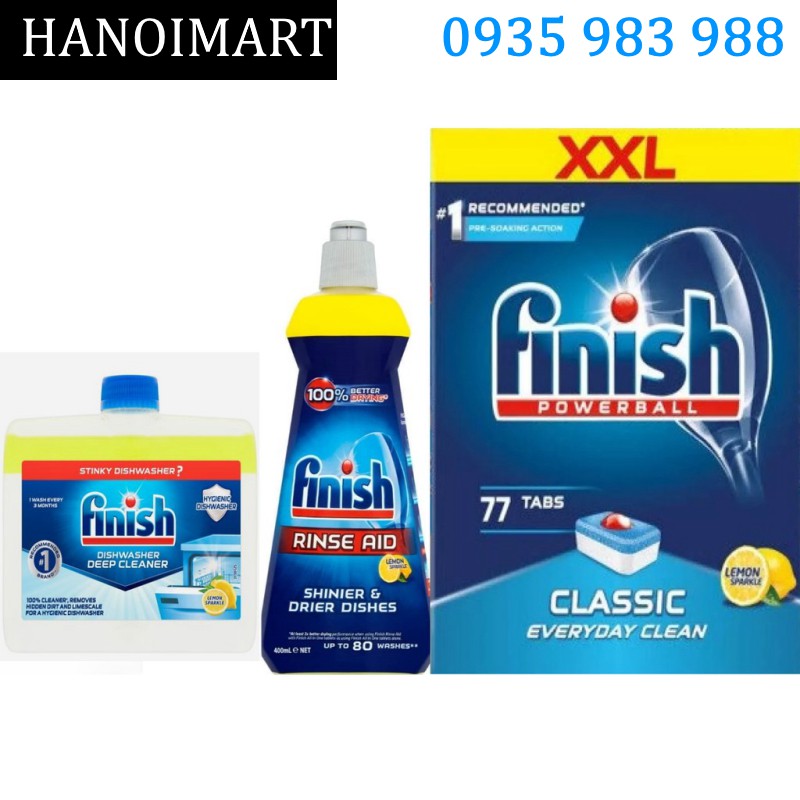 khuyến mãi Combo Viên Finish 77V + Bóng Finish 400ml + Nước vệ sinh máy finish - Hanoimart