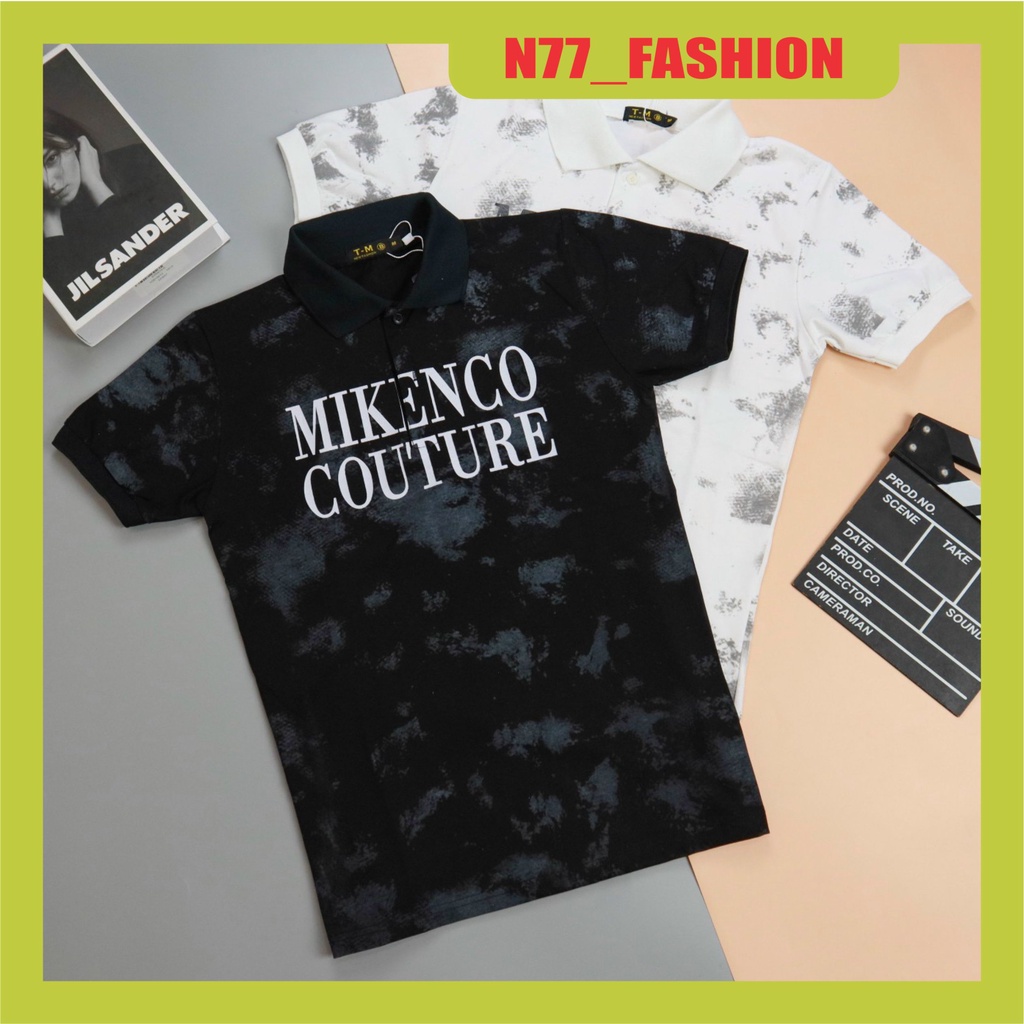 Áo polo, áo thun nam có cổ thêu họa tiết logo vải cotton co dãn mẫu mới nhất 2 màu trắng đen cao cấp N77_FASHION