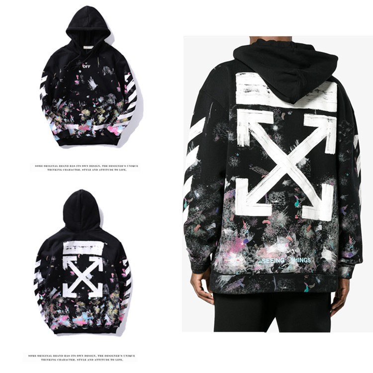 OFF WHITE Áo Hoodies Có Nón Dài Tay Thời Trang