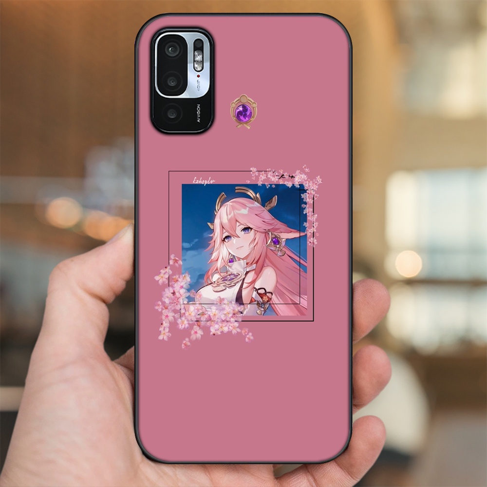 Ốp lưng Xiaomi Redmi Note 10 5G viền đen in hình Yae Miko Genshin Impact