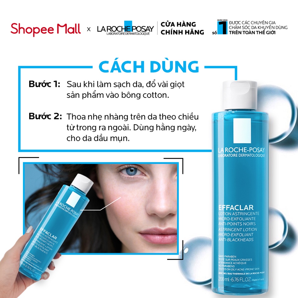 Nước cân bằng giàu khoáng dành cho da dầu mụn La Roche Posay 200ml