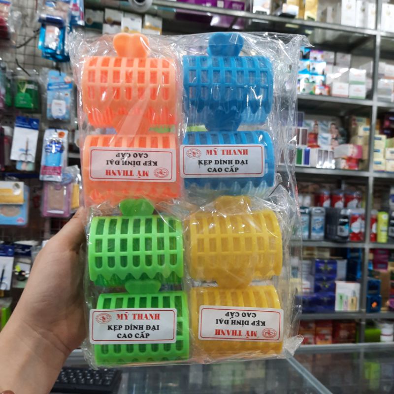 Bộ 8 lô cuốn tóc tự dính cỡ lớn có kẹp cố định Mỹ Thanh