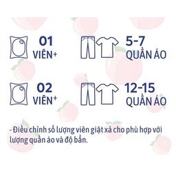 Viên Giặt Xả Hương Đào Tươi Mát Giữ Màu Làm Mềm quần áo 20 Viên giặt giữ màu quần áo, lưu hương lâu 24h