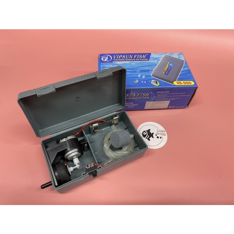 Máy sủi khí oxy chạy pin 1 vòi VS-960 + Dây Sủi + Quả Sủi cho hồ cá - không kèm PIN